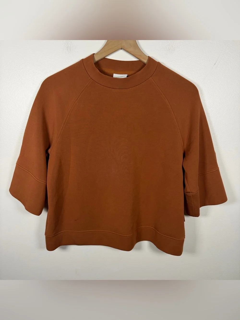 Varley Doublesoft Tabor Raglan Tee Clay Orange Size XS Cozy Top 3/4 Sleeve - Picture 2 of 10